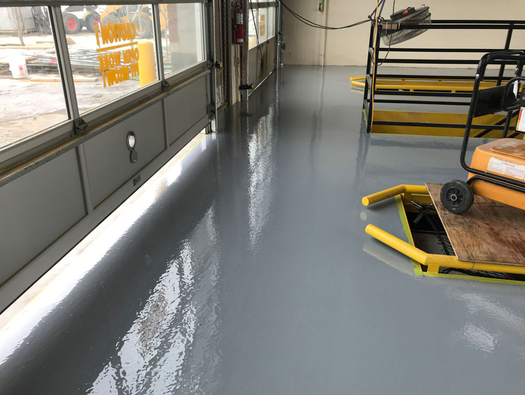 Drive through oil change shop floor coating