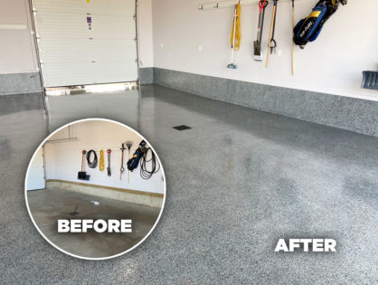 Epoxy floor coating before and after