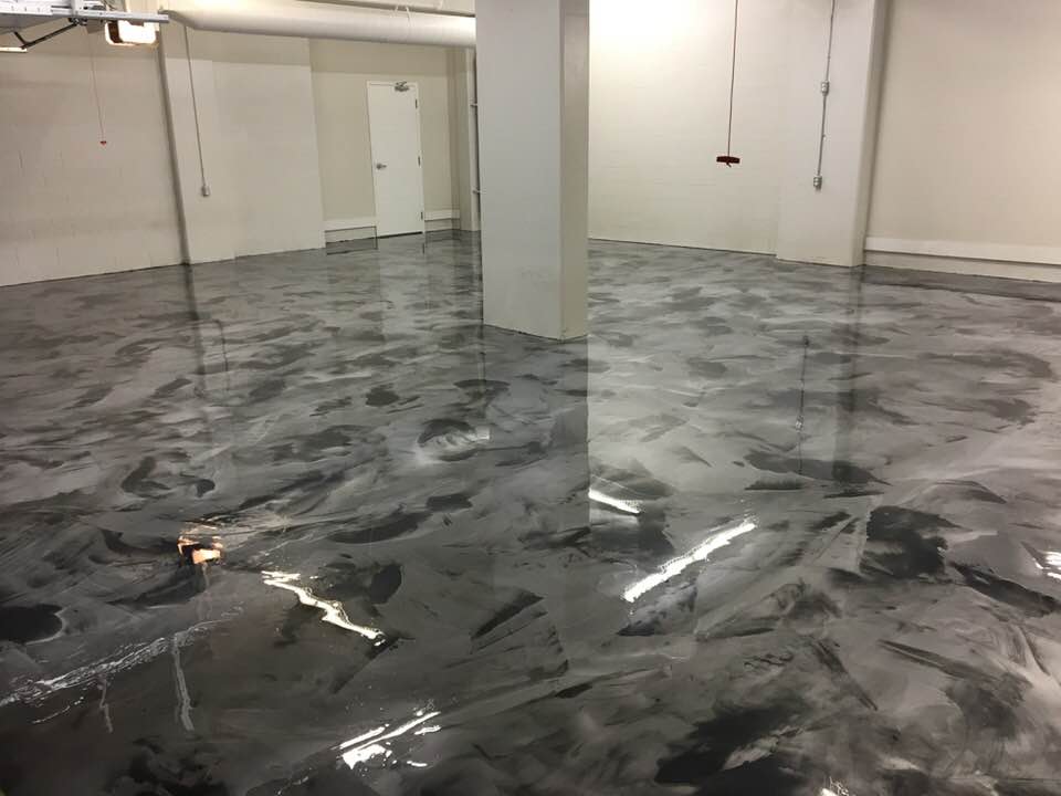 grey metallic floor