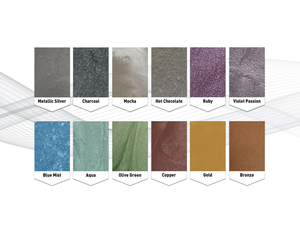 metallic floor coating colour swatches