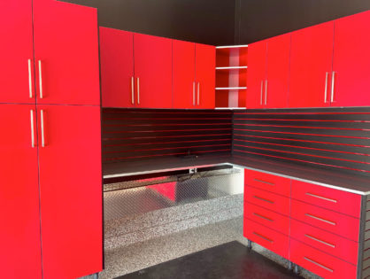 Red on Black Garage Design