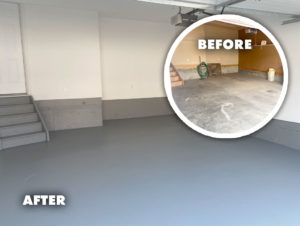 basic garage floor coating before and after example