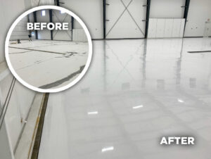 before and after industrial floor coating